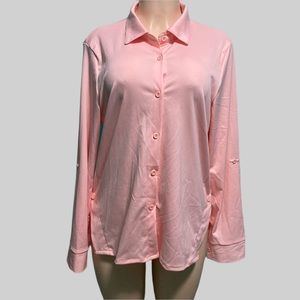 Wannpoty Womens Button Down Shirts Long Sleeve Medium Pink